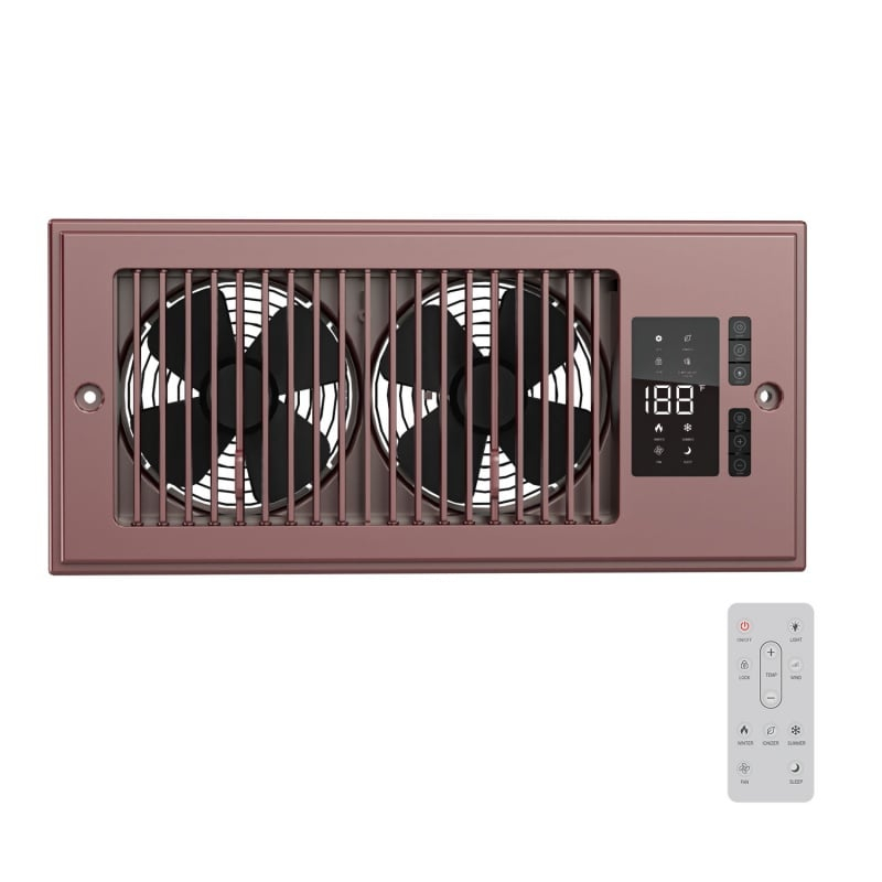 🌬️ Register Booster Fan for 4'' x 10'' Vents - 10-Speed Remote Control