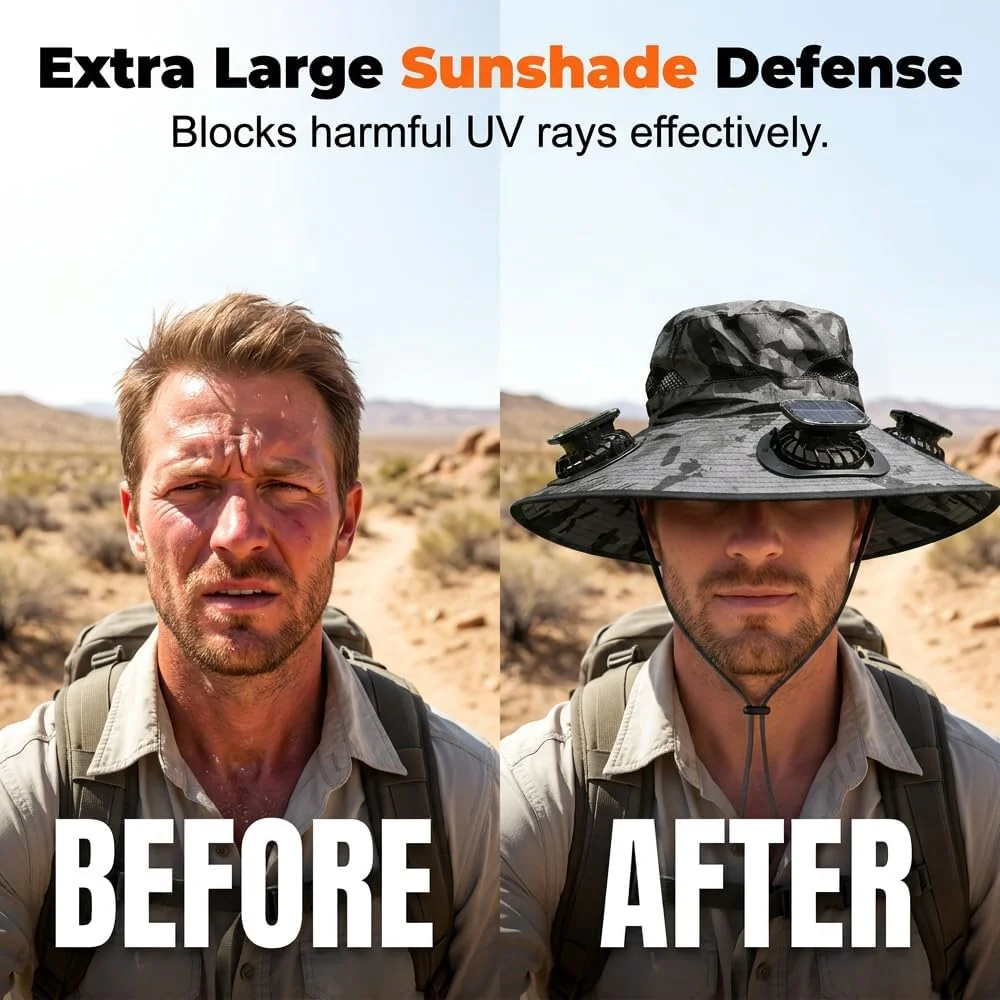 3-Fan Solar Powered Sun Hat