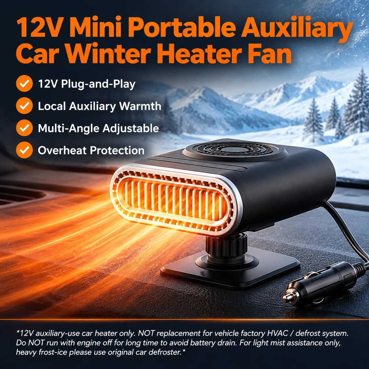 Limited Time Promotion 50% OFF-2-in-1 Portable Car Heater and Windshield Defroster