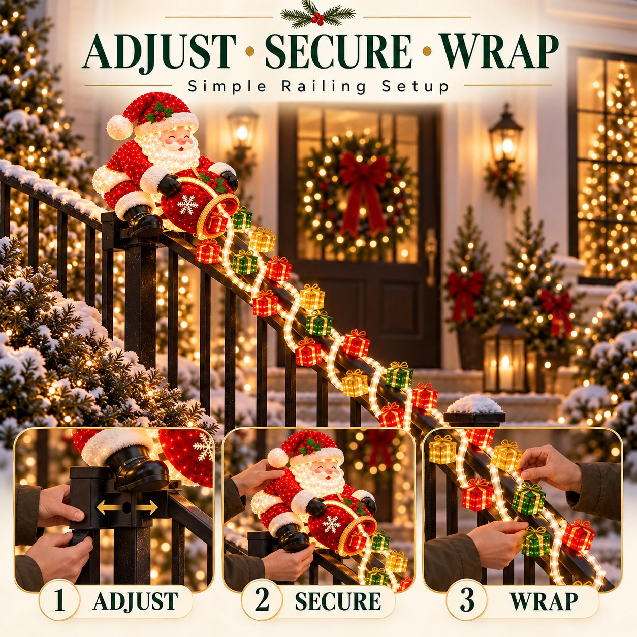 Santa Magic Gift Cascade Railing Light