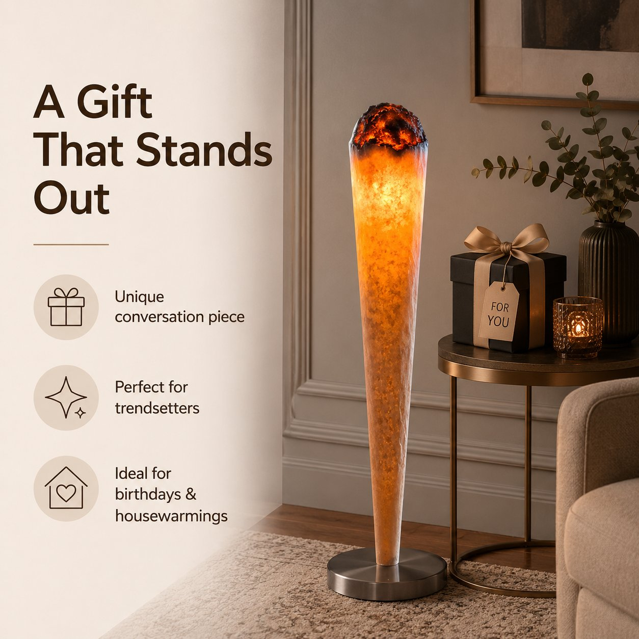 🔥 Giant Burning Cone Floor Lamp