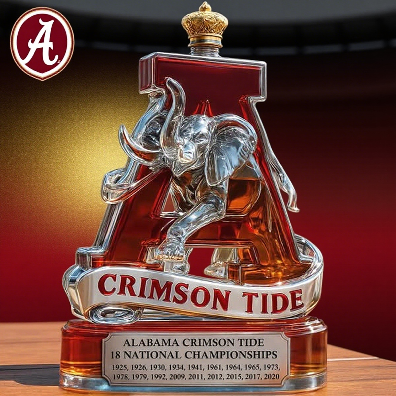 Alabama Crimson Tide Elephant Whisky Bottle