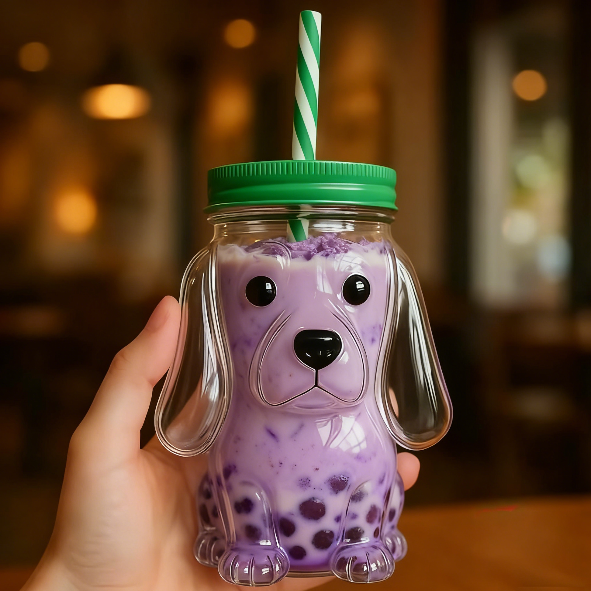 🐶✨ 20oz Doggie Glass Straw Cup