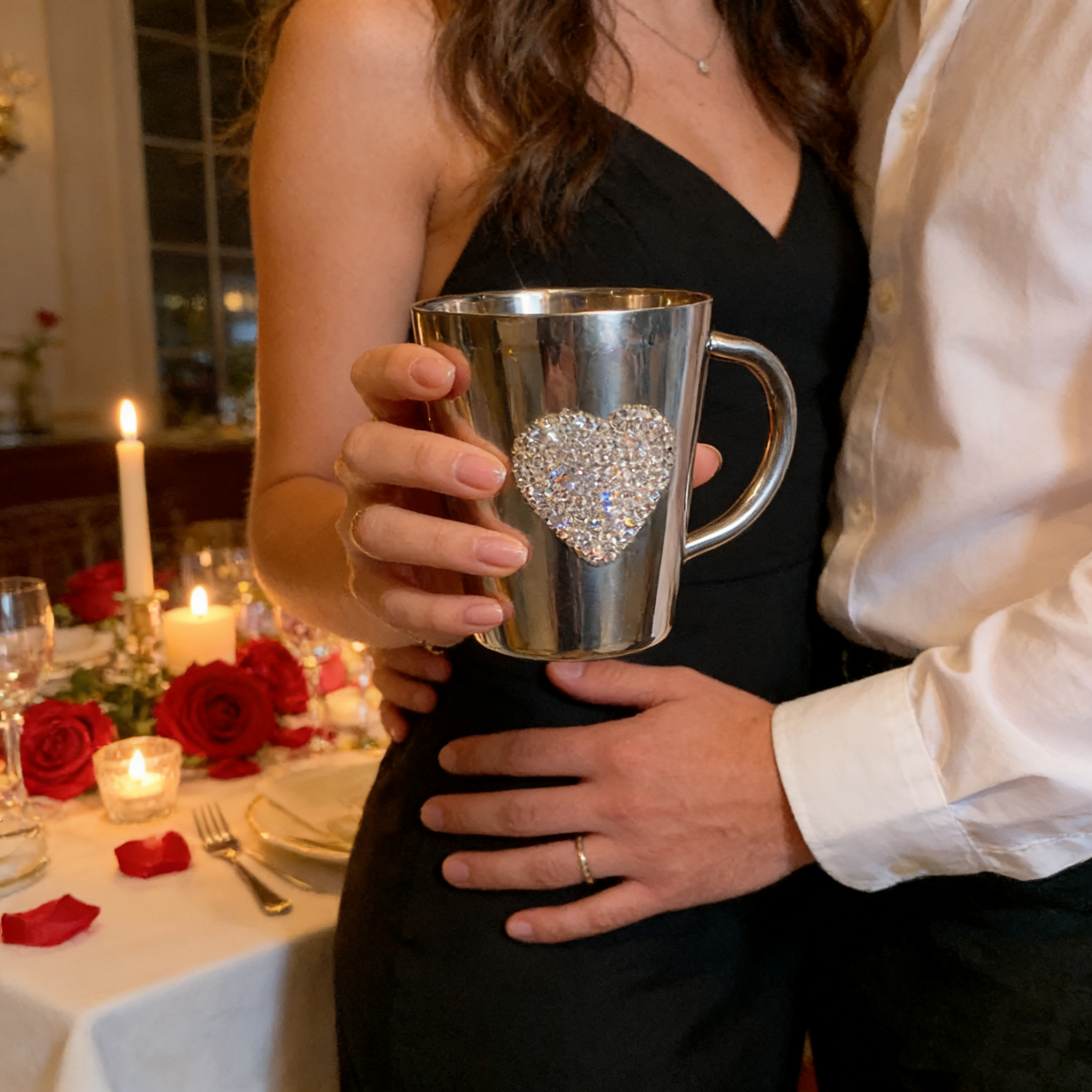 💎✨ Hand‑Inlaid Crystal Heart Mug