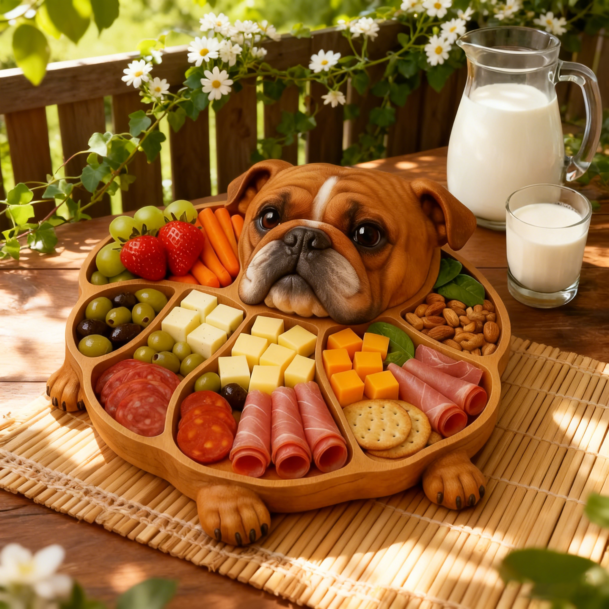 🐶Bulldog Delight™ Wooden Charcuterie & Snack Board