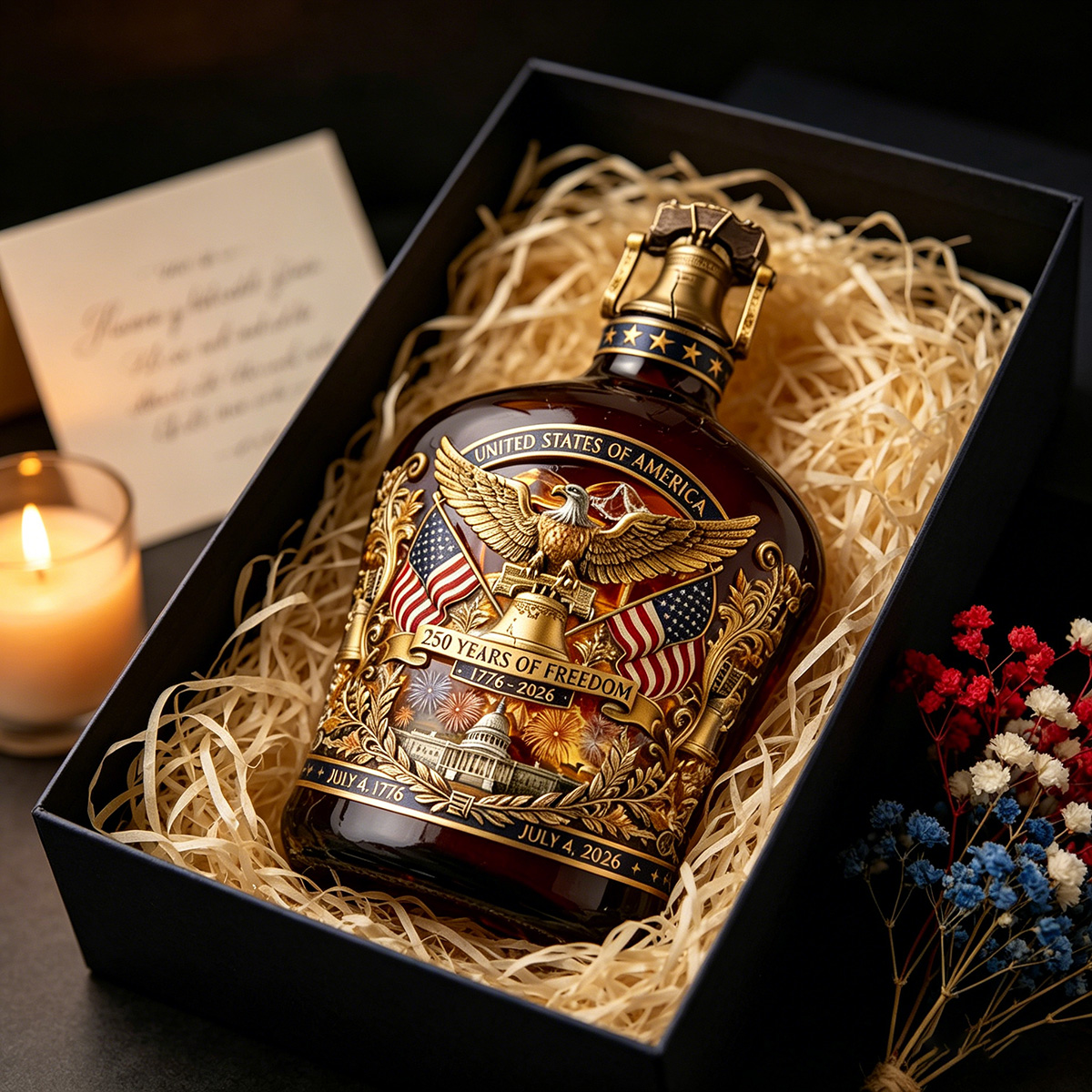 US 250th Anniversary Commemorative Whiskey Bottle