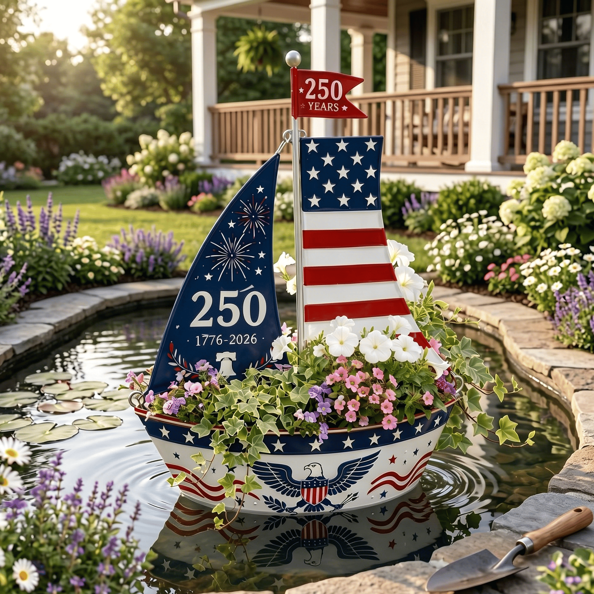 🔥Add a splash of patriotic charm to your porch with this sailboat planter