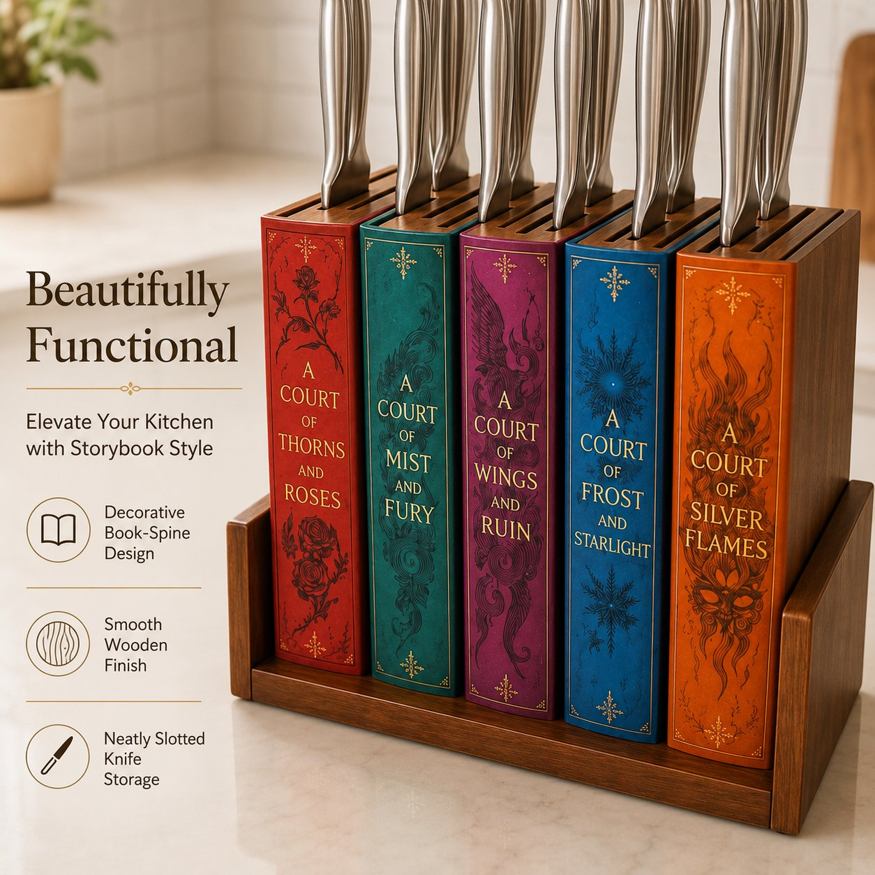 📚Fantasy Book-Shaped Knife Block Organizer🔪✨