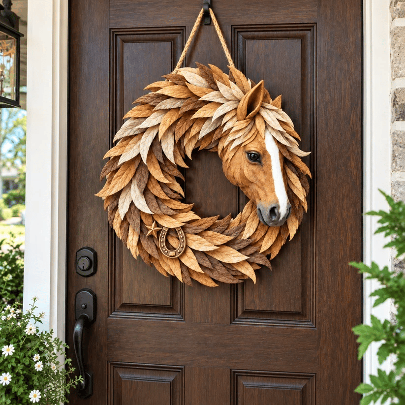 🐴🤎Rustic Horse Head Wreath – Western Farmhouse Wall & Door Decor