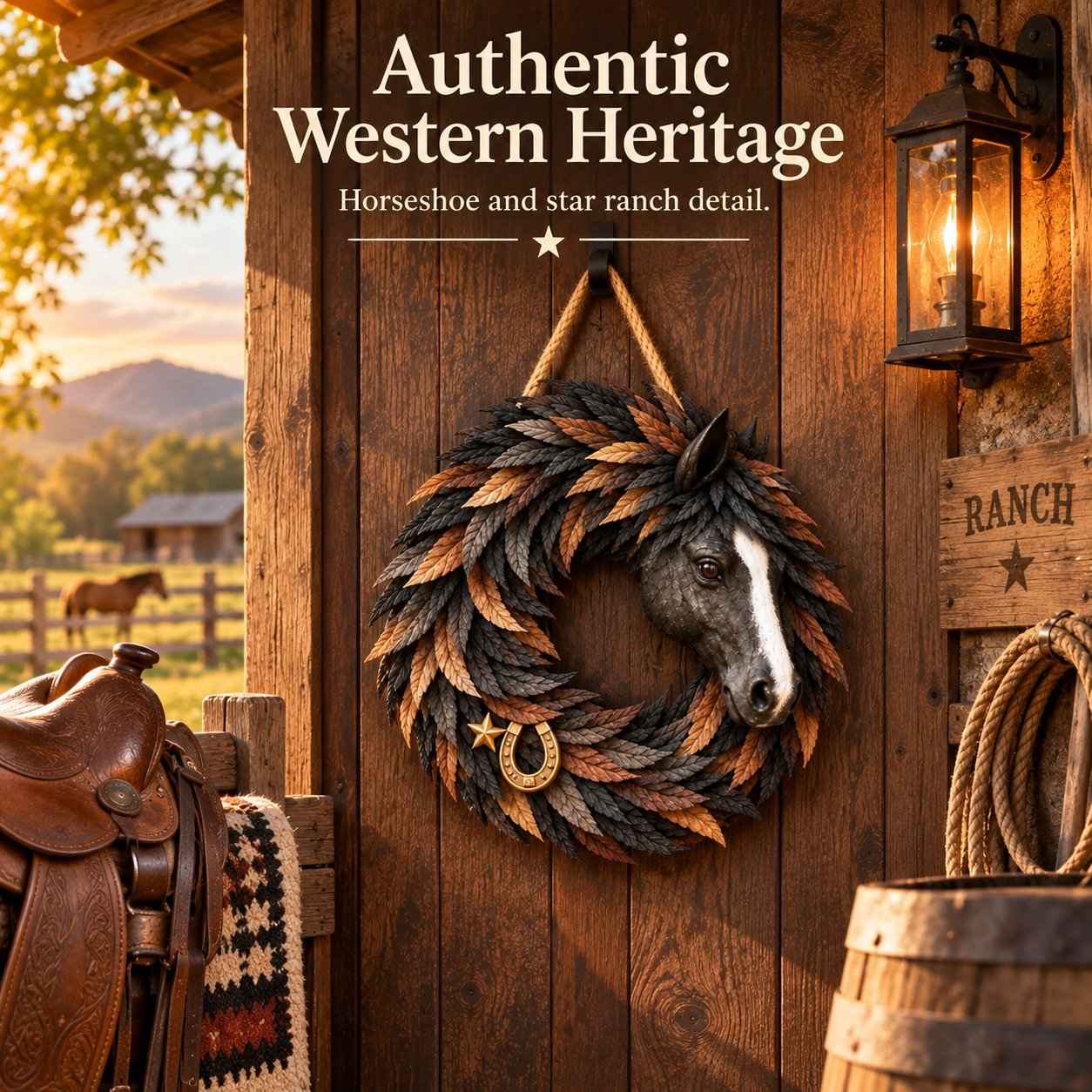 🐴🤎Rustic Horse Head Wreath – Western Farmhouse Wall & Door Decor