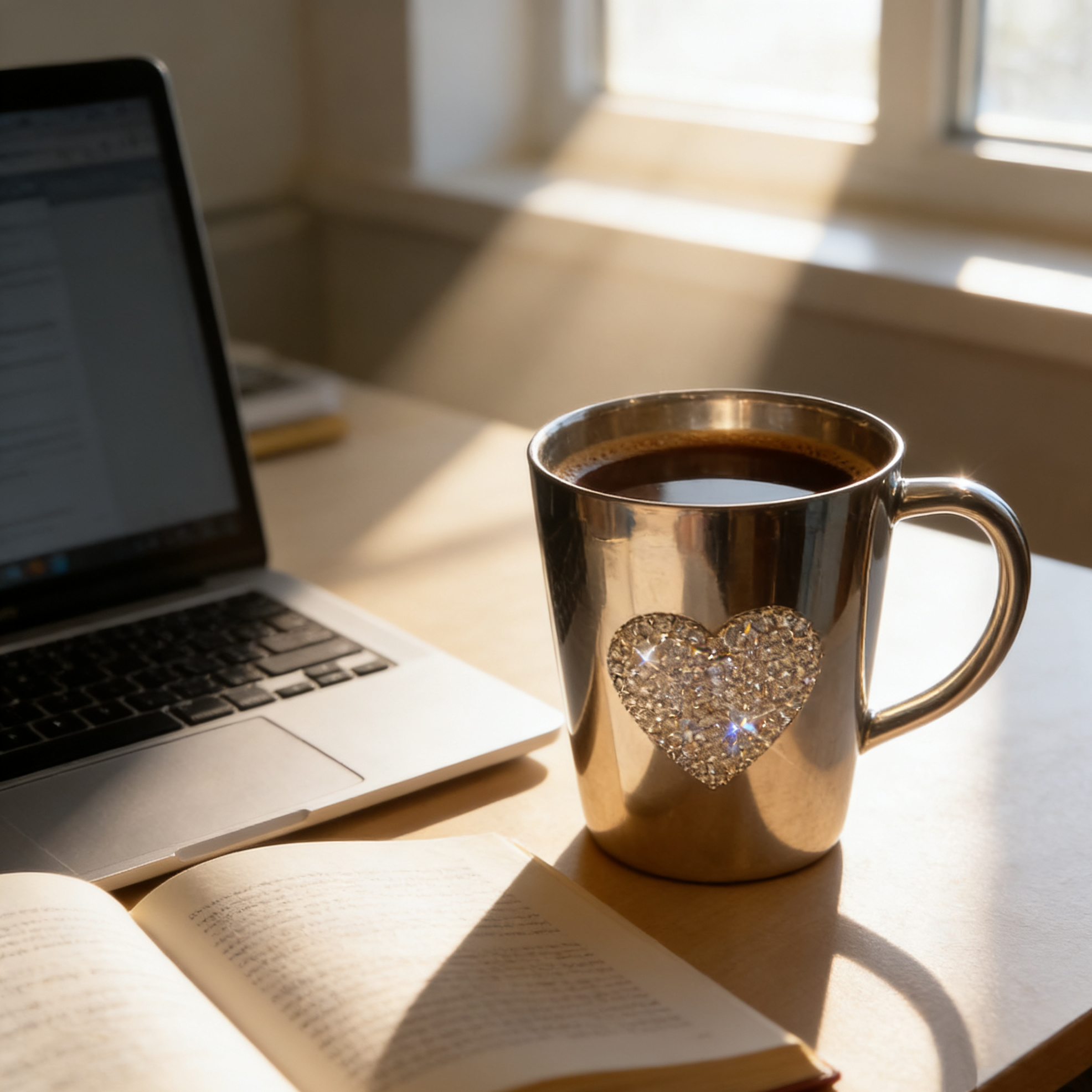 💎✨ Hand‑Inlaid Crystal Heart Mug