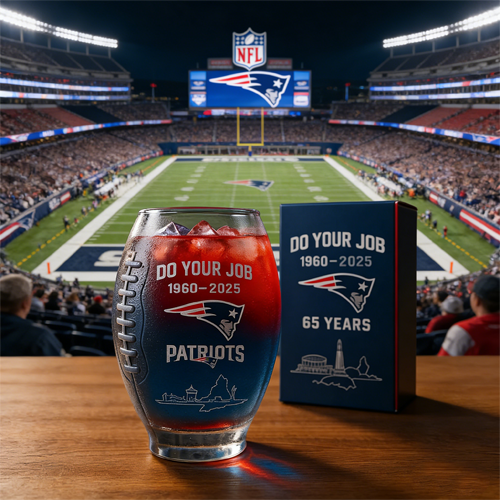 New England Patriots 65th Anniversary Football Whiskey Glass
