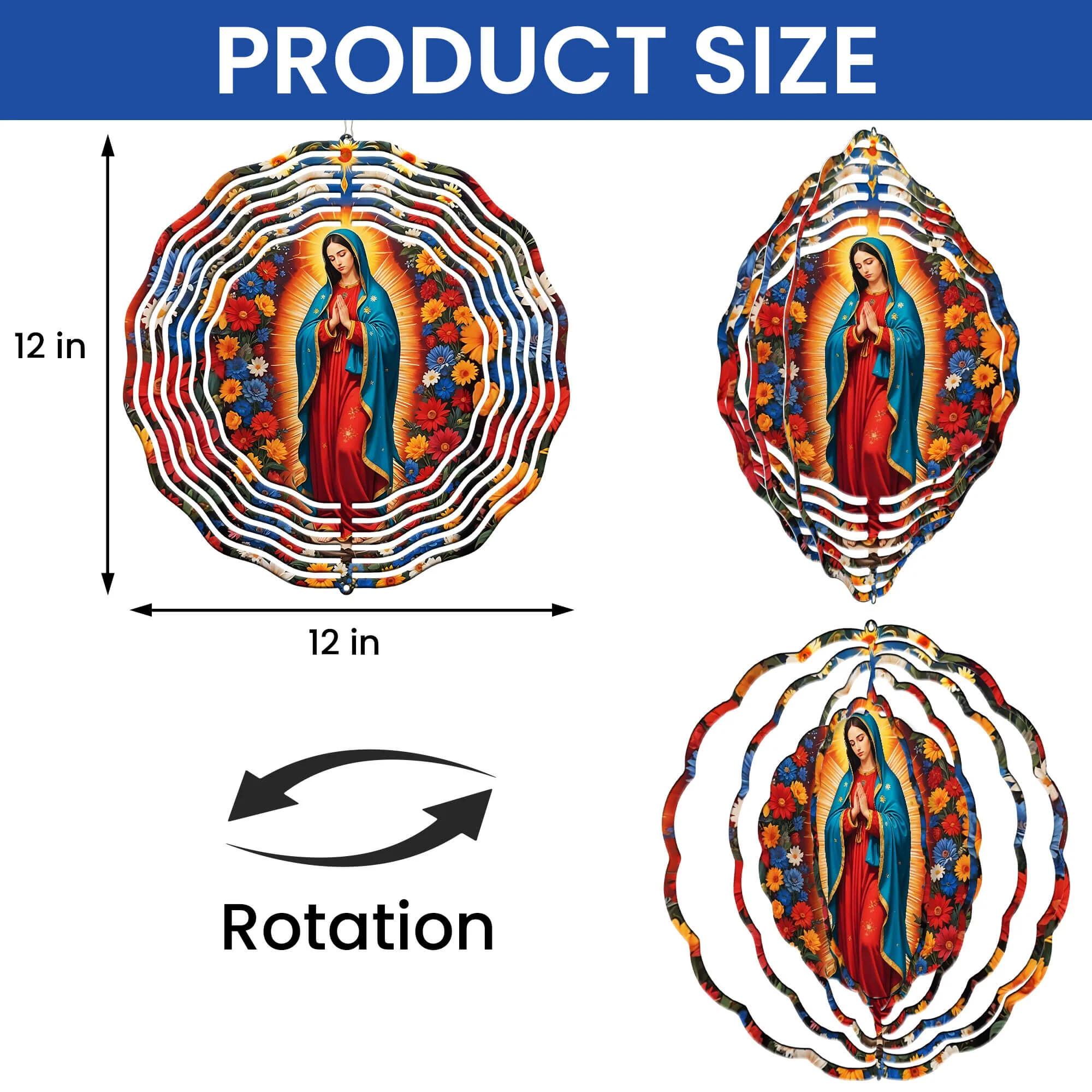 🙏🌬️ Our Lady of Guadalupe Virgin Mary Wind Spinner – Graceful Motion for Your Outdoor Sanctuary 🌬️🙏