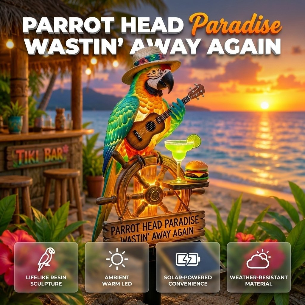 🏆Limited Time Sale 49% OFF🌴Solar-Powered ParrotGarden Light -"Wastin'Away Again”