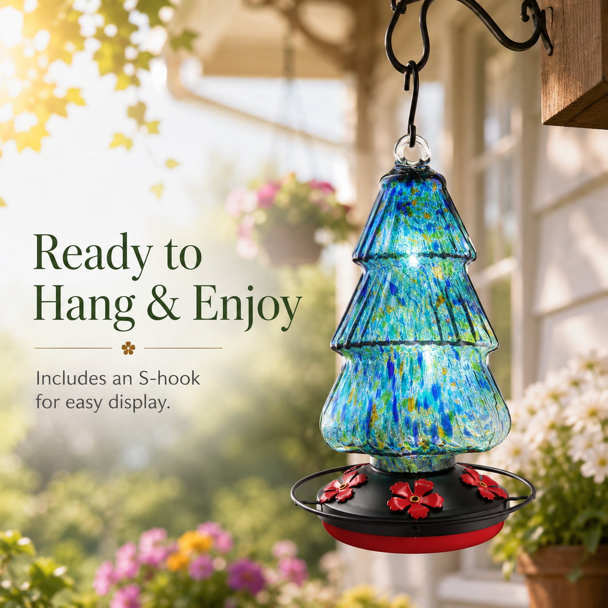 Christmas Tree-Shaped Glass Hummingbird Feeder