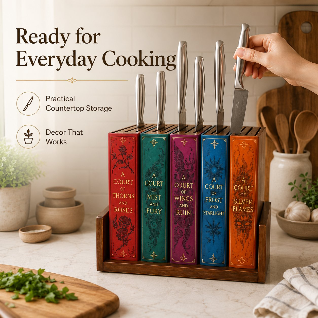📚Fantasy Book-Shaped Knife Block Organizer🔪✨