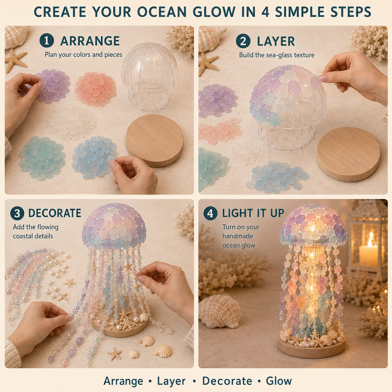 ⏳ Last Day 49% OFF – 🌊 Beginner-Friendly DIY Glowing Sea Glass-Style Ocean Art Kit Collection | Complete Kit with Sea Glass-Style Pieces, LED Lights & Step-by-Step Guide Included 💕