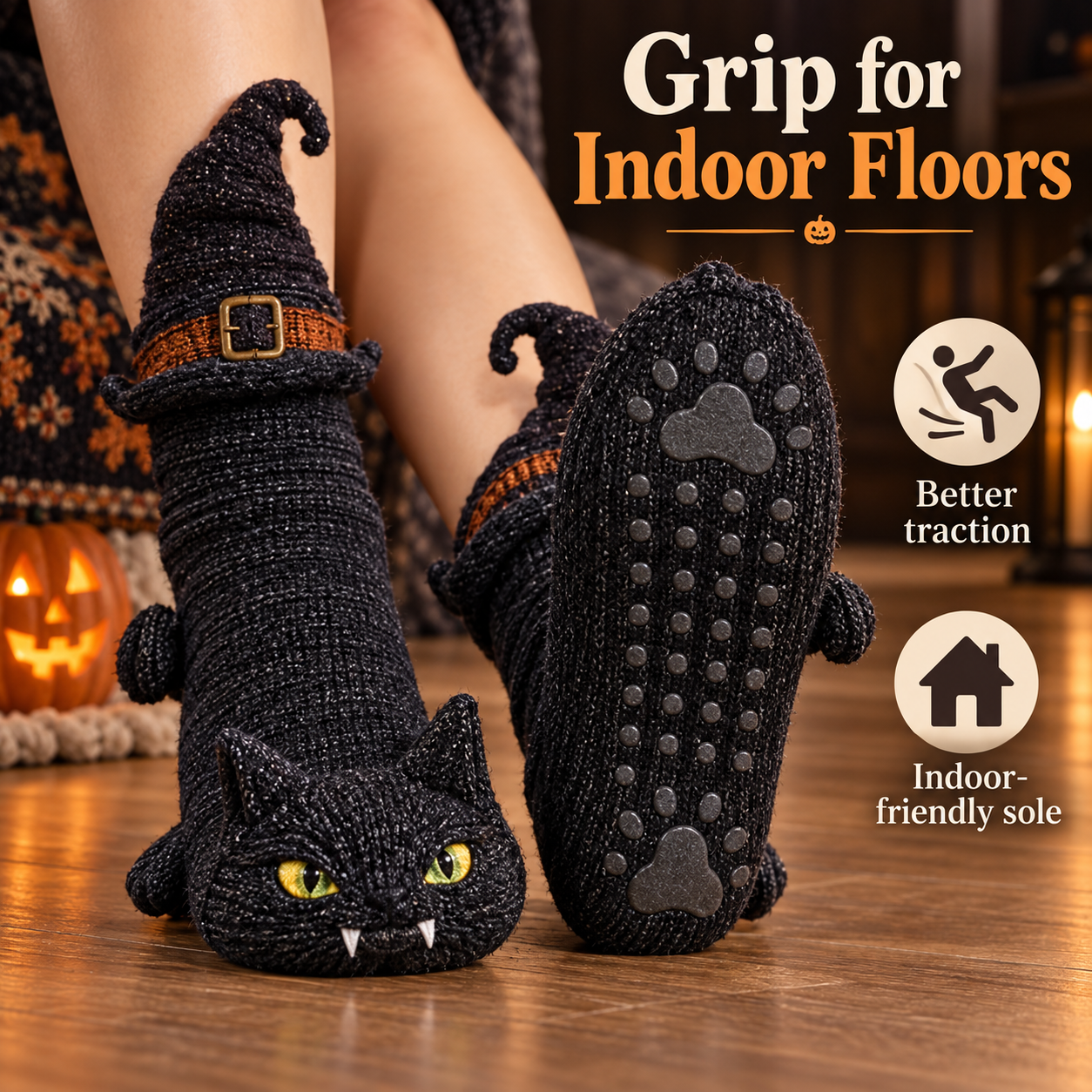 Halloween Creature Sculpted Cozy Floor Socks 🎃