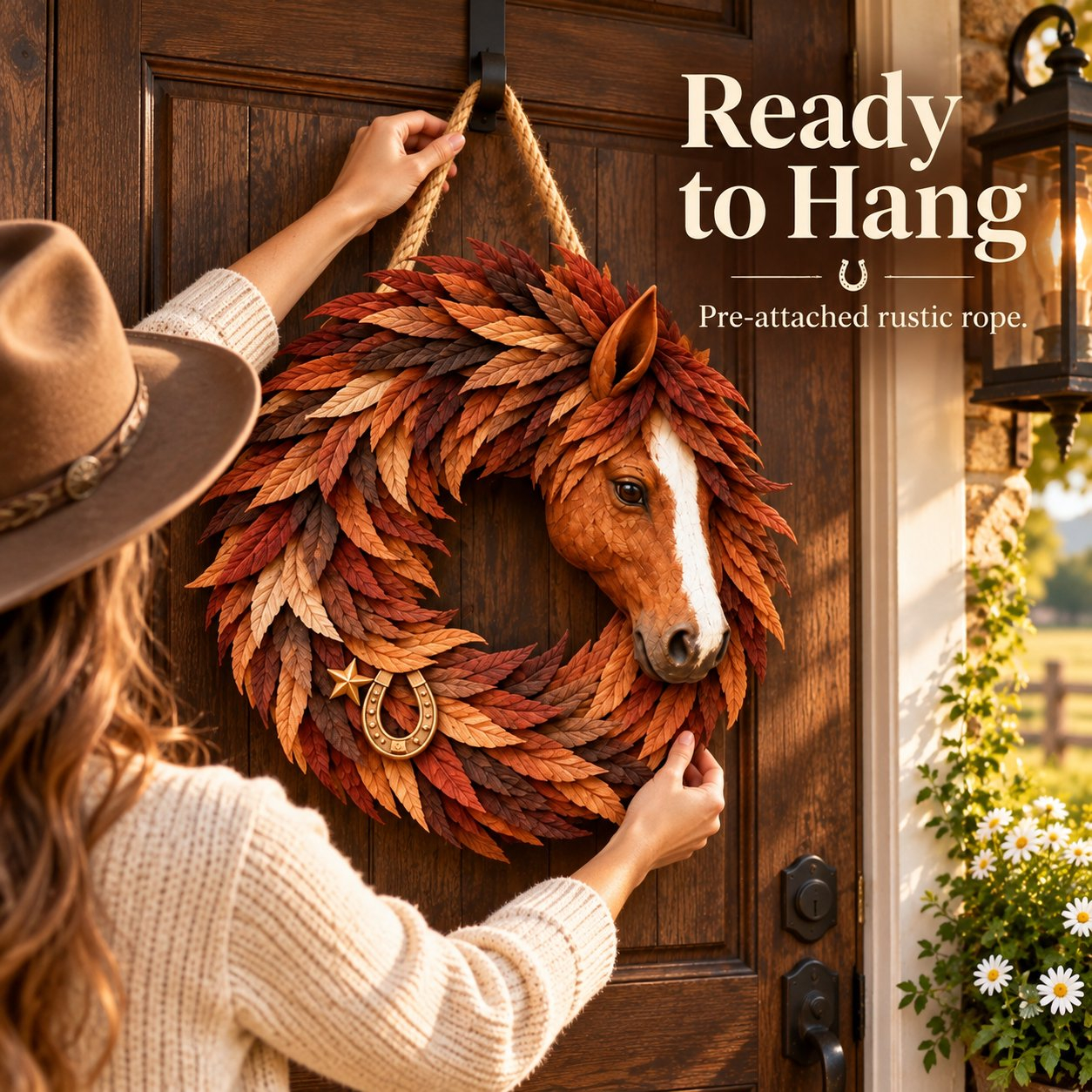 🐴🤎Rustic Horse Head Wreath – Western Farmhouse Wall & Door Decor