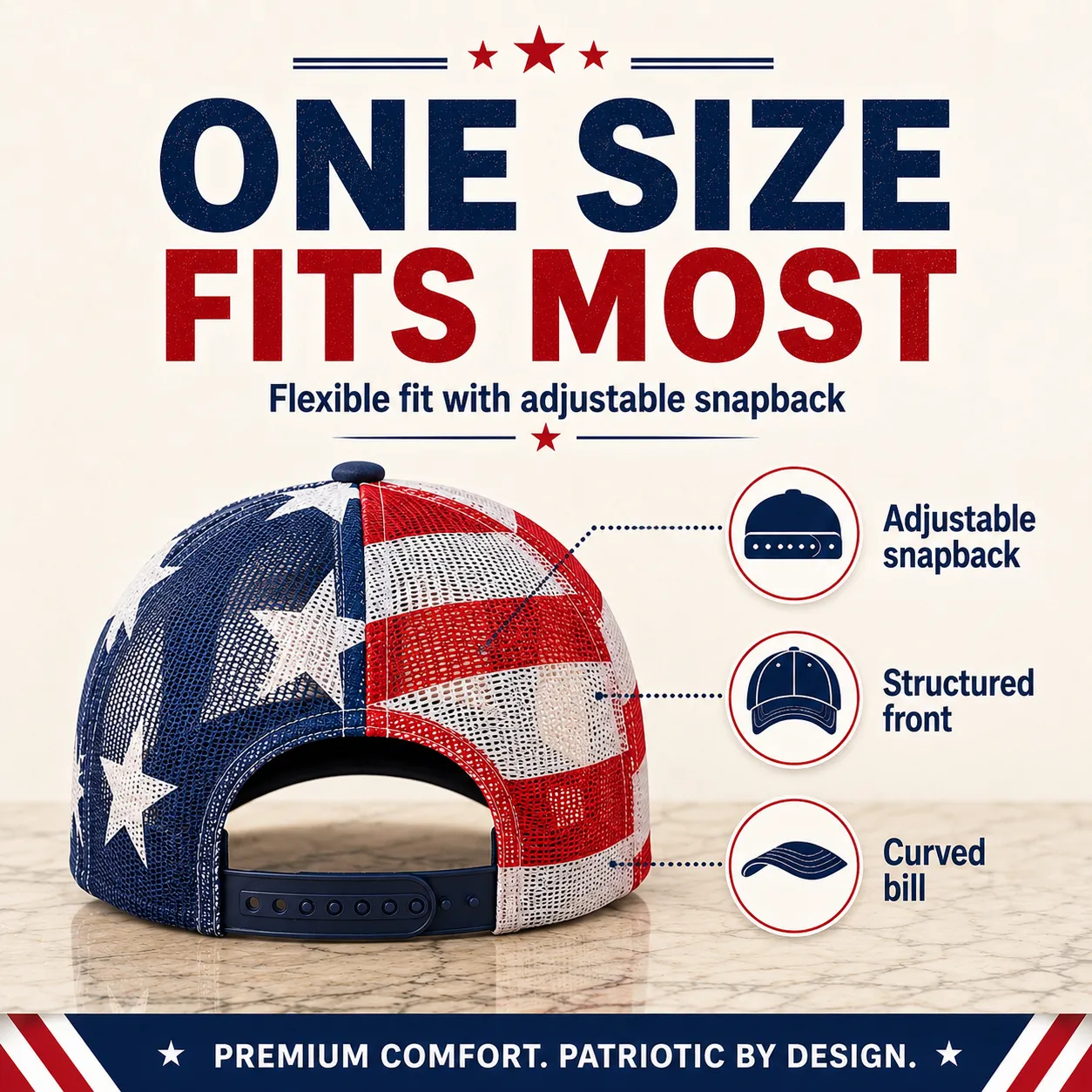 ❤ 🇺🇸 America 250 Years Patriotic Embroidered Mesh Trucker Cap