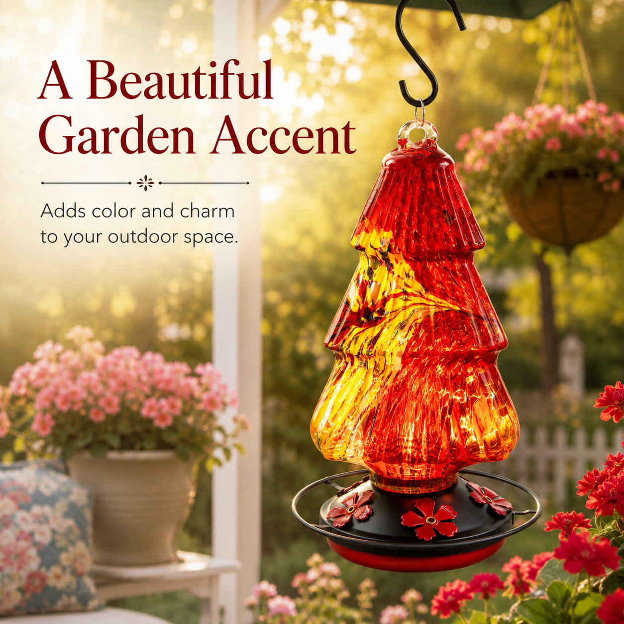 Christmas Tree-Shaped Glass Hummingbird Feeder