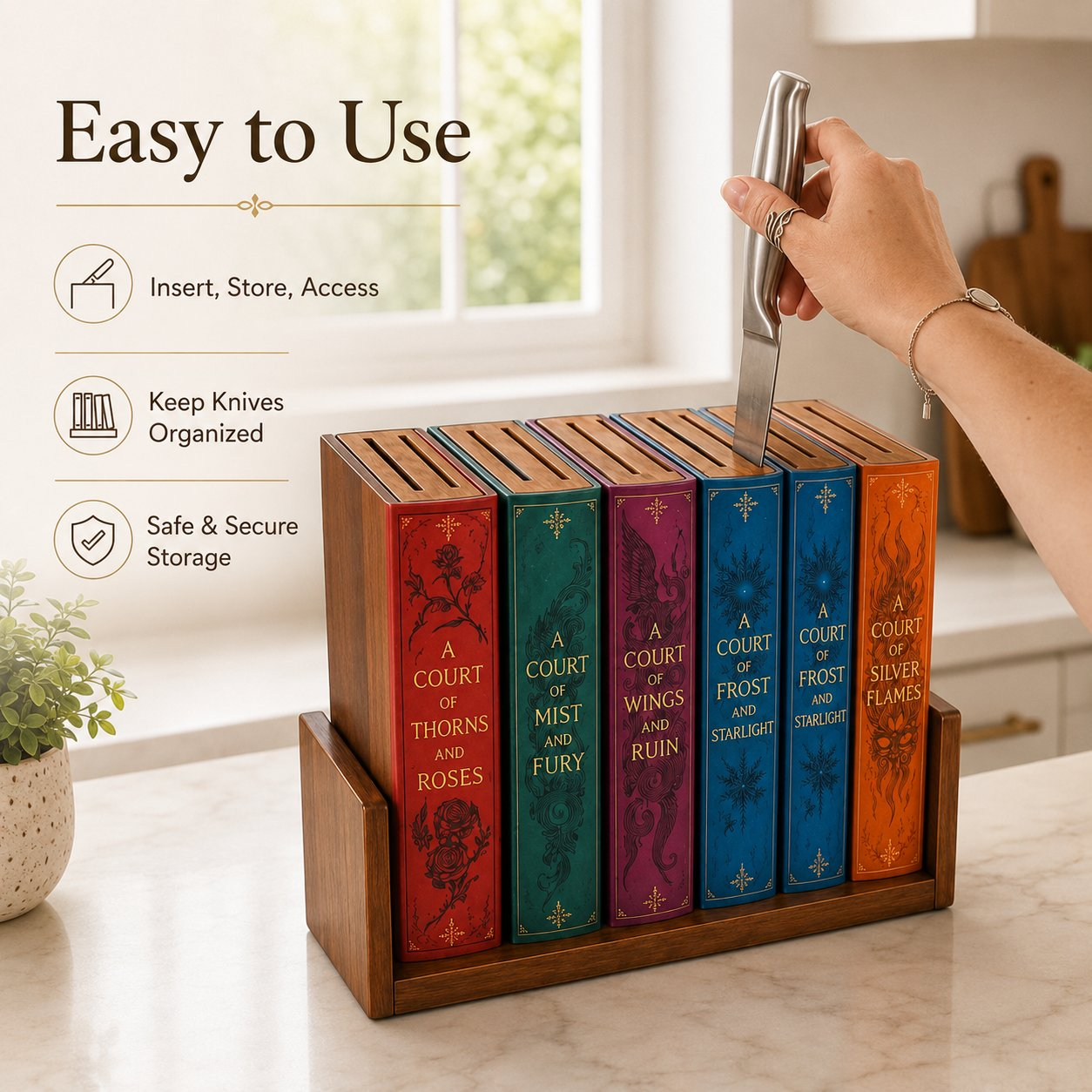 📚Fantasy Book-Shaped Knife Block Organizer🔪✨
