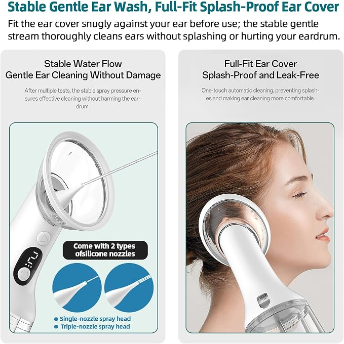 Rechargeable Electric Ear Wax Removal Machine, Dual Tank Waterproof Ear Irrigation Cleaner