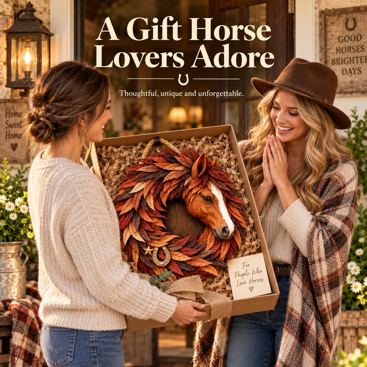 🐴🤎Rustic Horse Head Wreath – Western Farmhouse Wall & Door Decor
