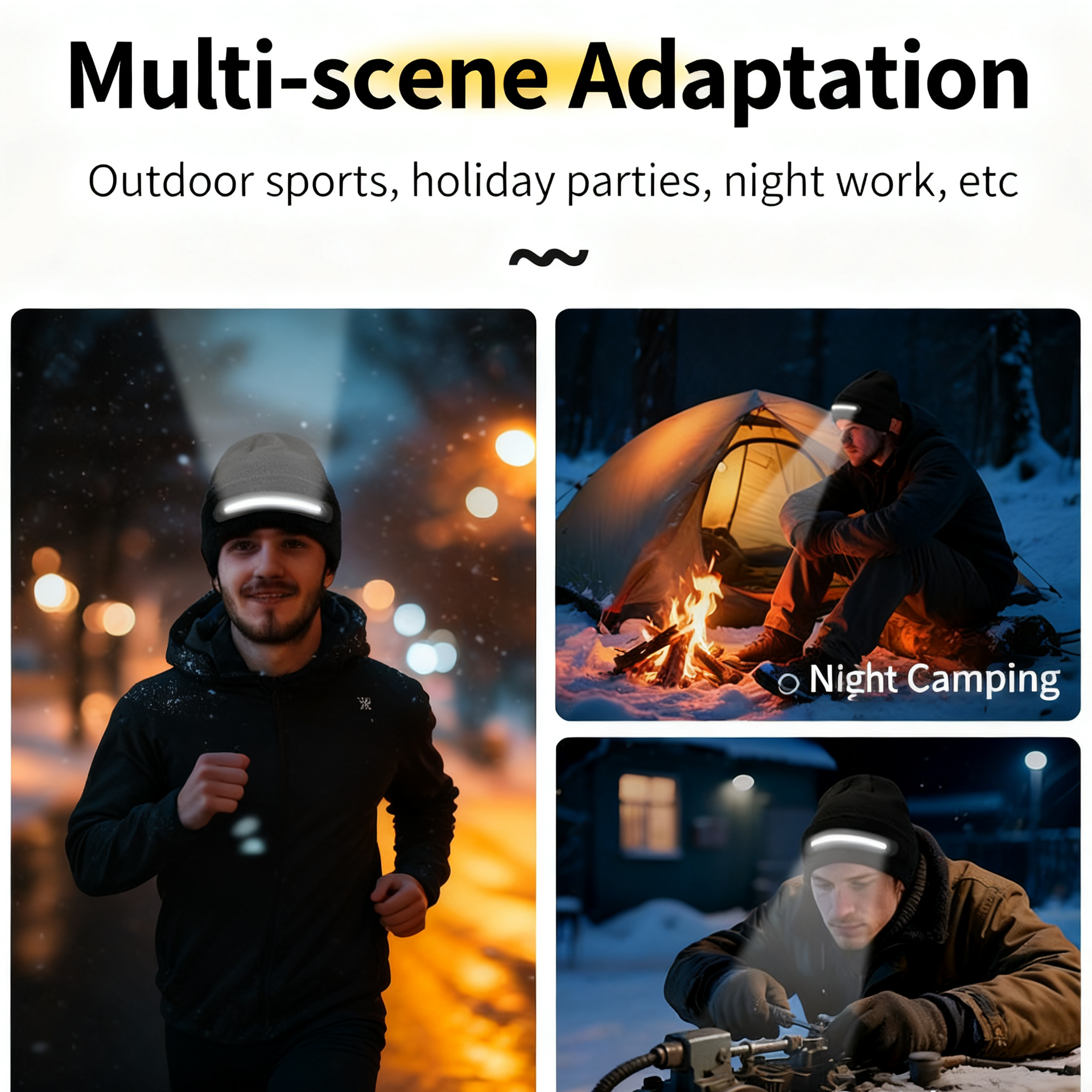 Bluetooth Beanie with Light, Musical Knit Hat with Wireless Headphone