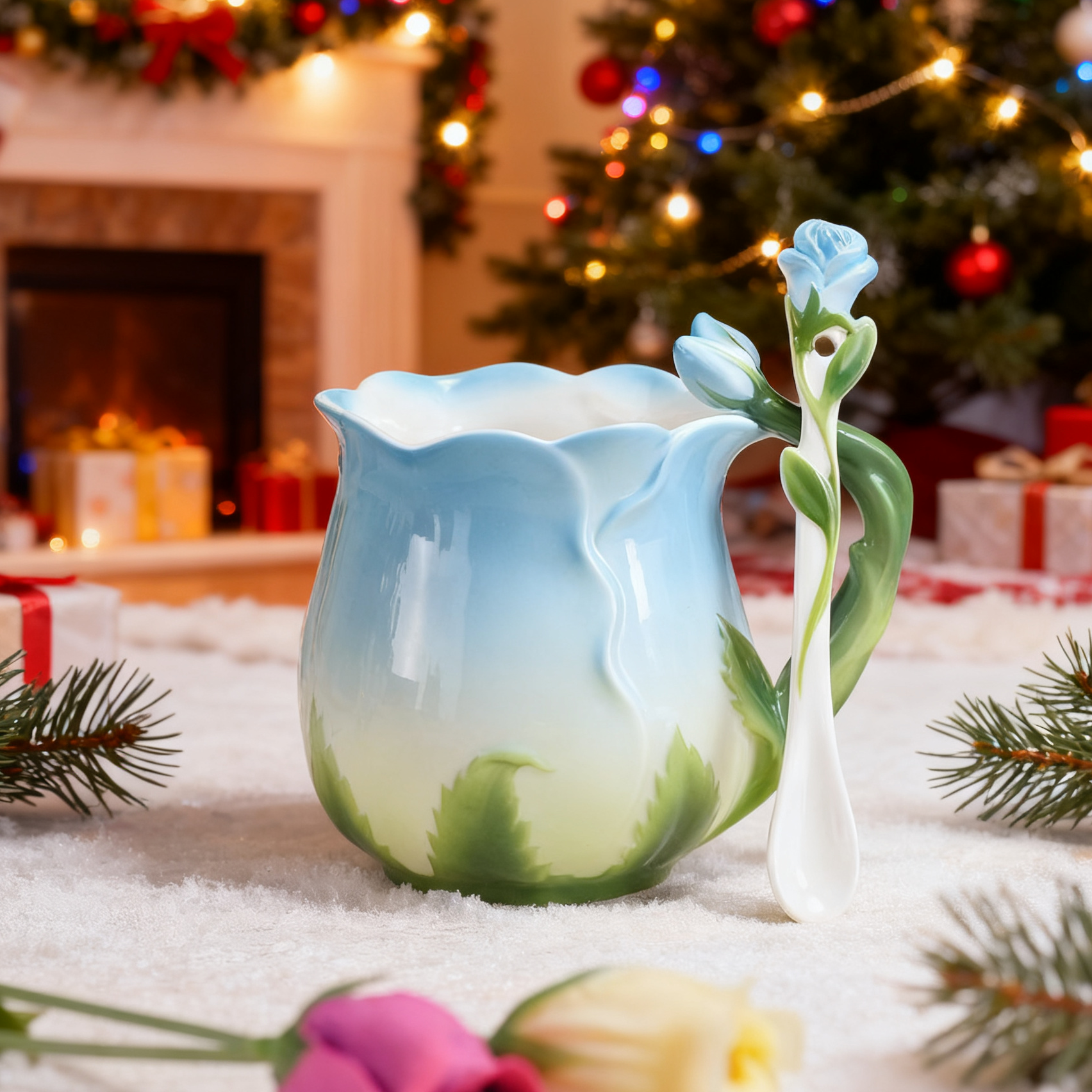 Handmade Ceramic Rose Coffee Mug