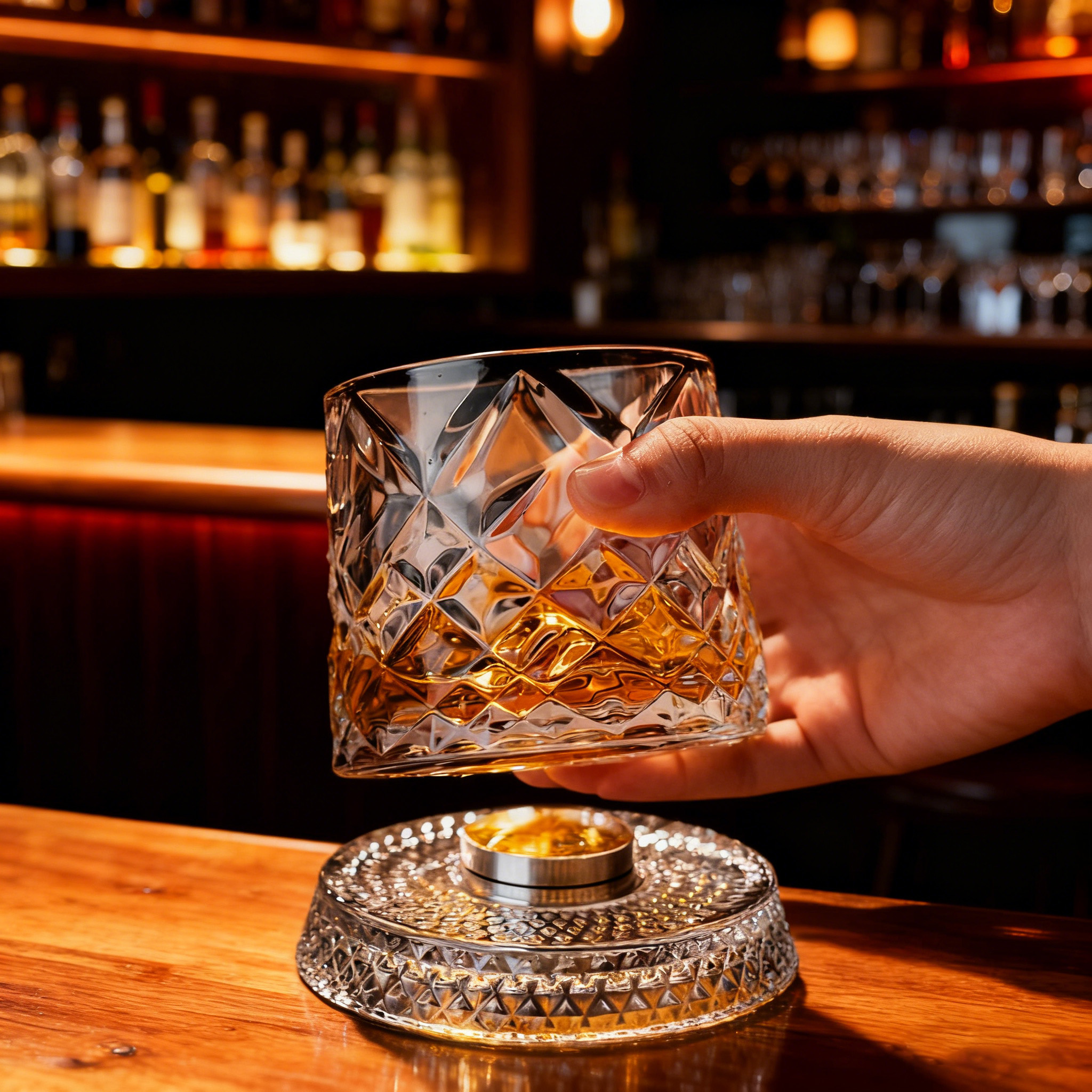 Rotating Crystal Whiskey Glasses Set