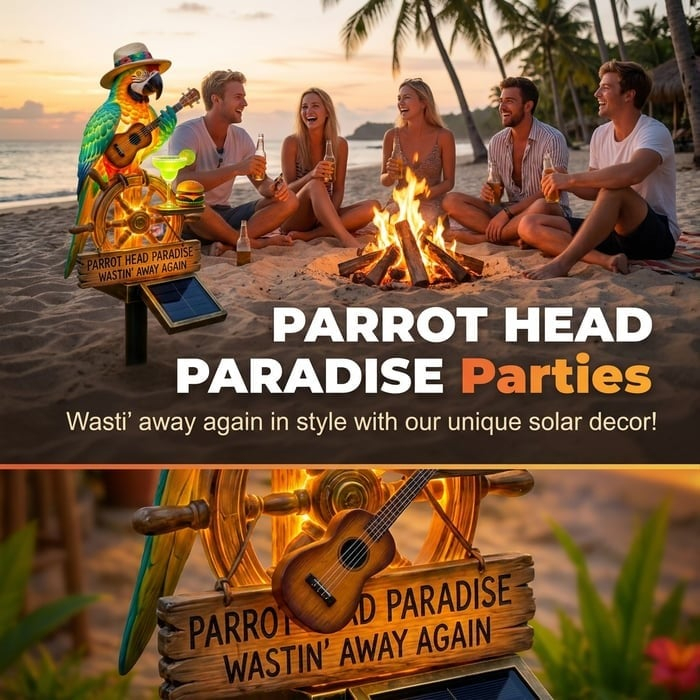 🏆Limited Time Sale 49% OFF🌴Solar-Powered ParrotGarden Light -"Wastin'Away Again”