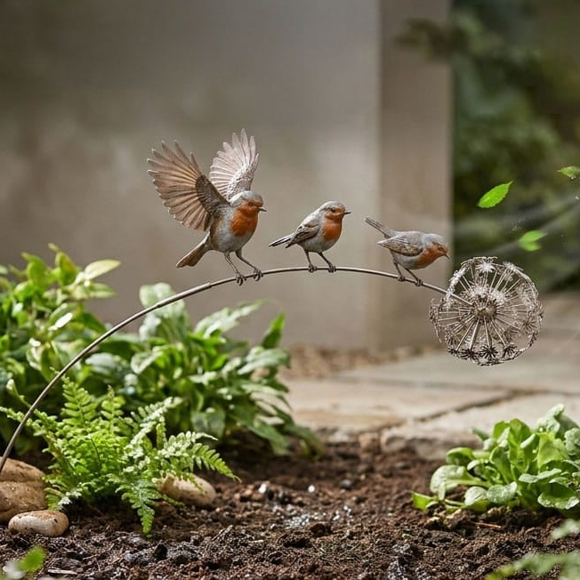 Robin Memorial Garden Stake – Loved Ones Are Near🕊️❤