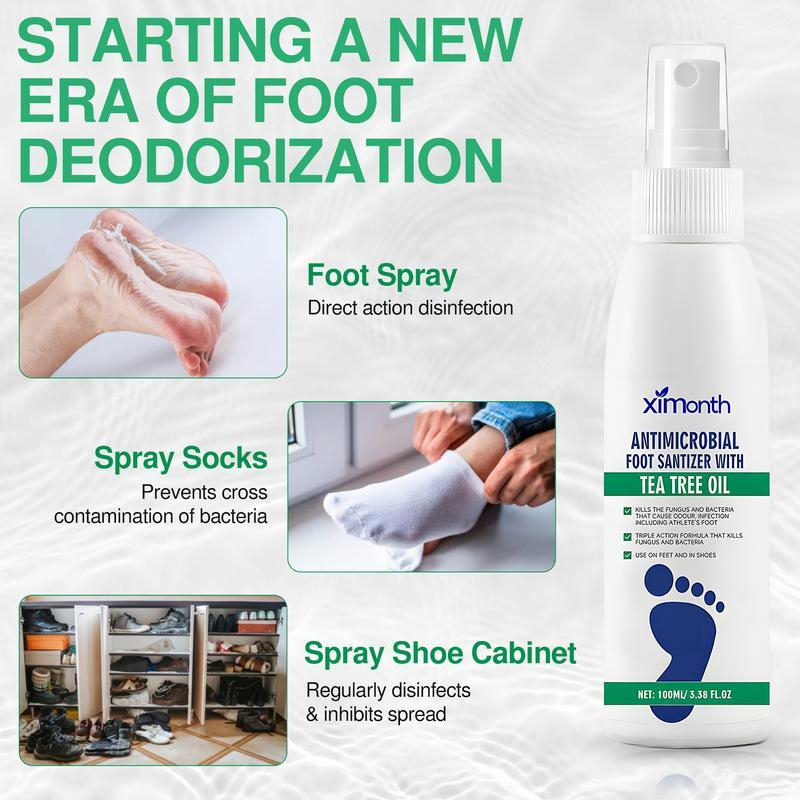 🔥Tea Tree Oil Foot Spray,Plant-Powered Antimicrobial Foot & Shoe Sanitizer
