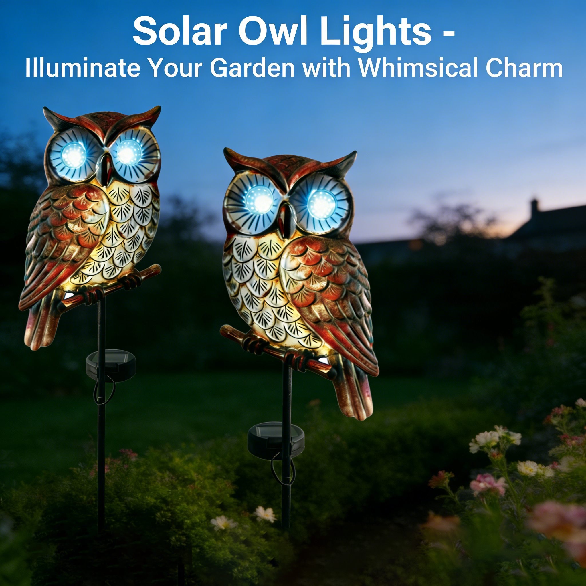 Solar Owl Garden Lights – Charming Outdoor Decor with Glowing Eyes