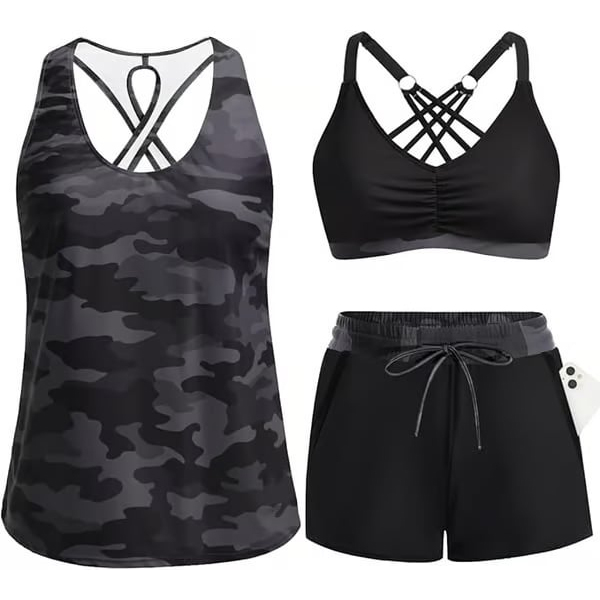 ⏰LAST DAY 55% OFF - 3 Piece Tankini with Shorts 🔥