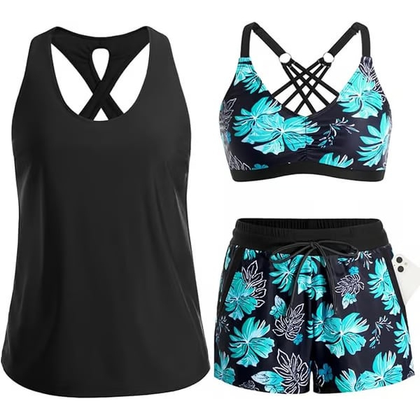 ⏰LAST DAY 55% OFF - 3 Piece Tankini with Shorts 🔥