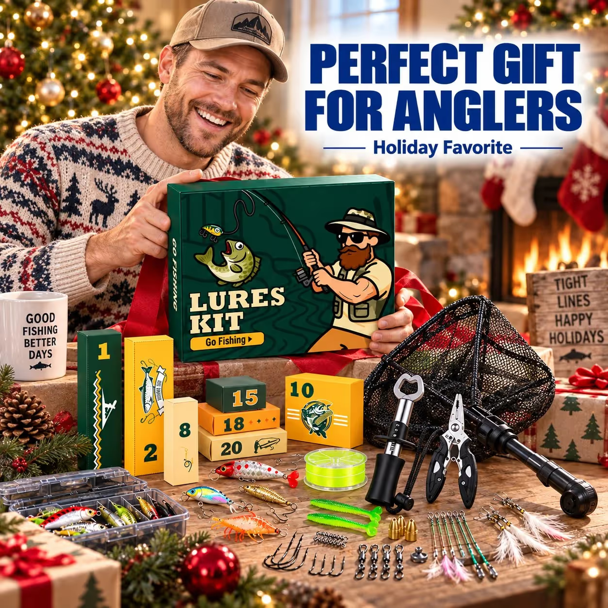 ⏳ Last Day 49% OFF – 🎣 Angler’s Christmas Advent Calendar | 24 Days of Fishing Lures, Tackle & Useful Gear for Anglers 🎄