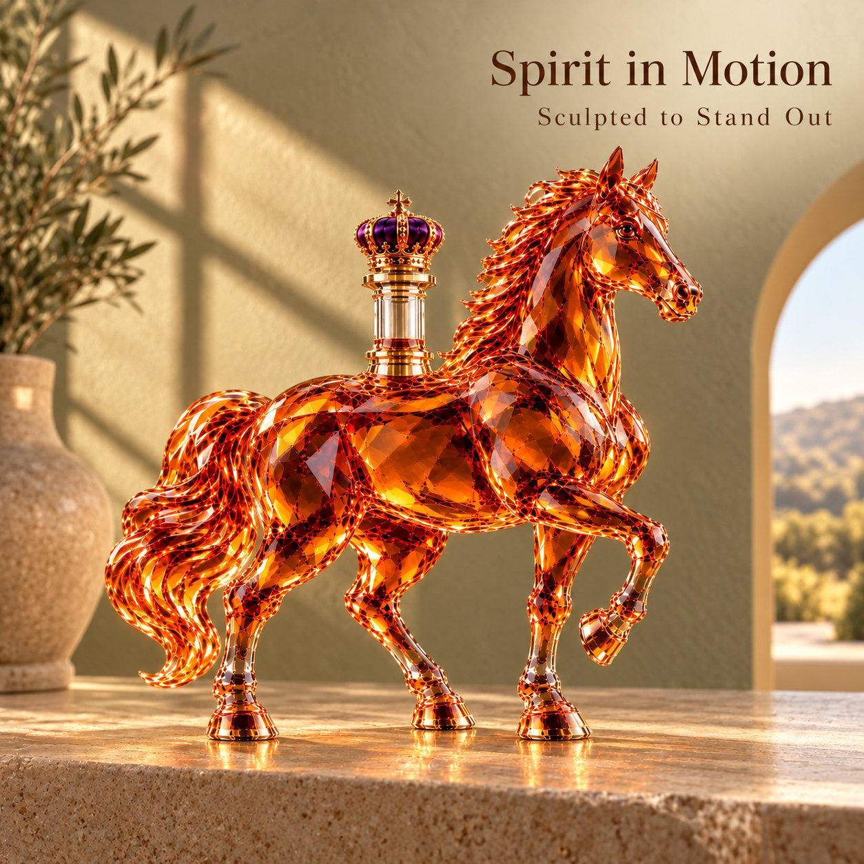 🐎 Amber Glass Stallion Whiskey Decanter 👑
