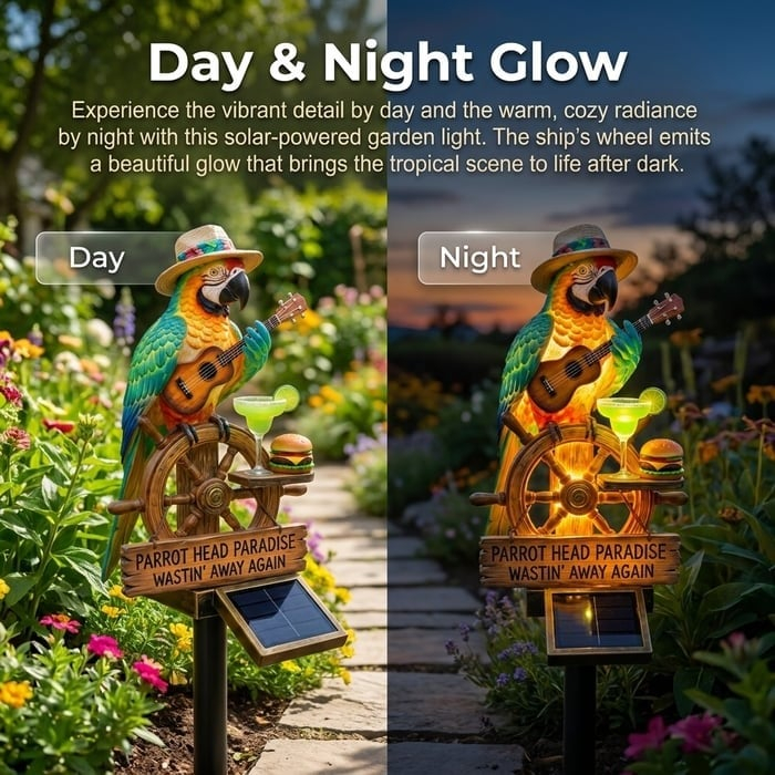 🏆Limited Time Sale 49% OFF🌴Solar-Powered ParrotGarden Light -"Wastin'Away Again”
