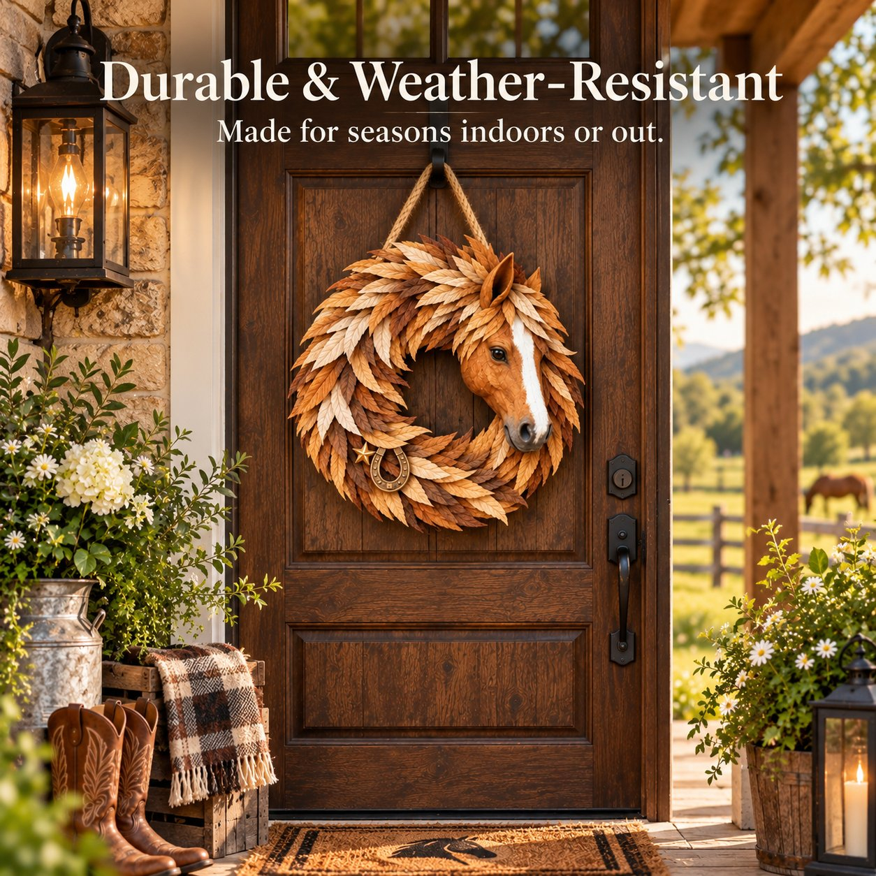 🐴🤎Rustic Horse Head Wreath – Western Farmhouse Wall & Door Decor