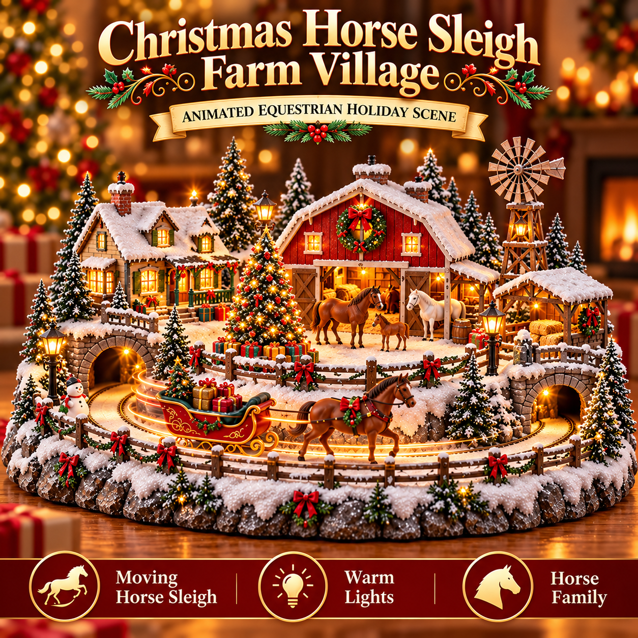 🐮 Animated Highland Cow Christmas Village | Lighted Farmhouse Holiday Décor