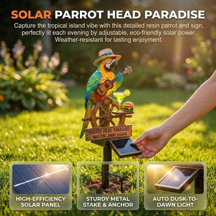 🏆Limited Time Sale 49% OFF🌴Solar-Powered ParrotGarden Light -"Wastin'Away Again”