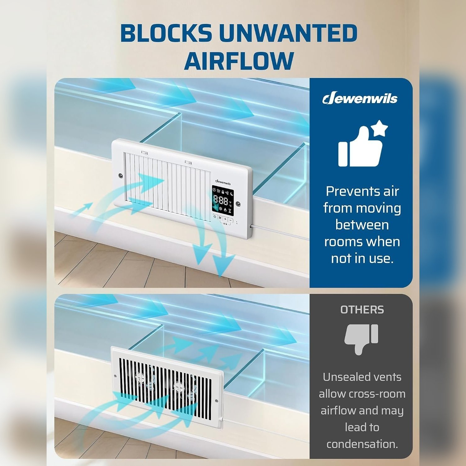 🌬️ Register Booster Fan for 4'' x 10'' Vents - 10-Speed Remote Control