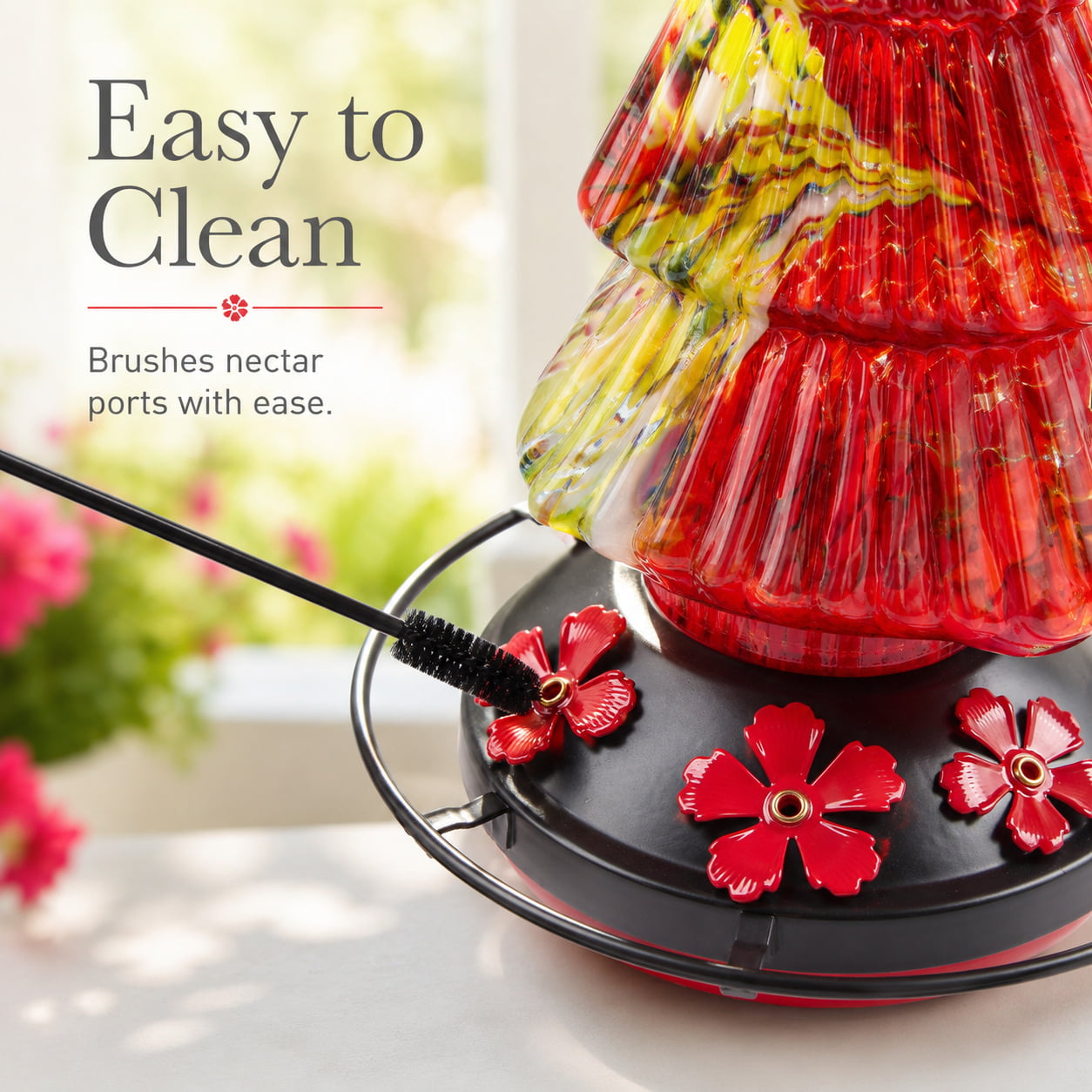 Christmas Tree-Shaped Glass Hummingbird Feeder