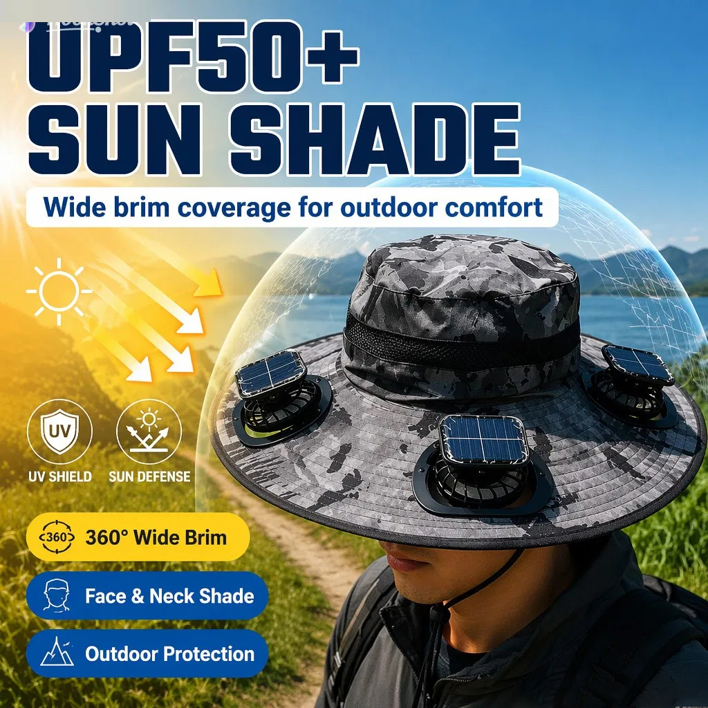 3-Fan Solar Powered Sun Hat