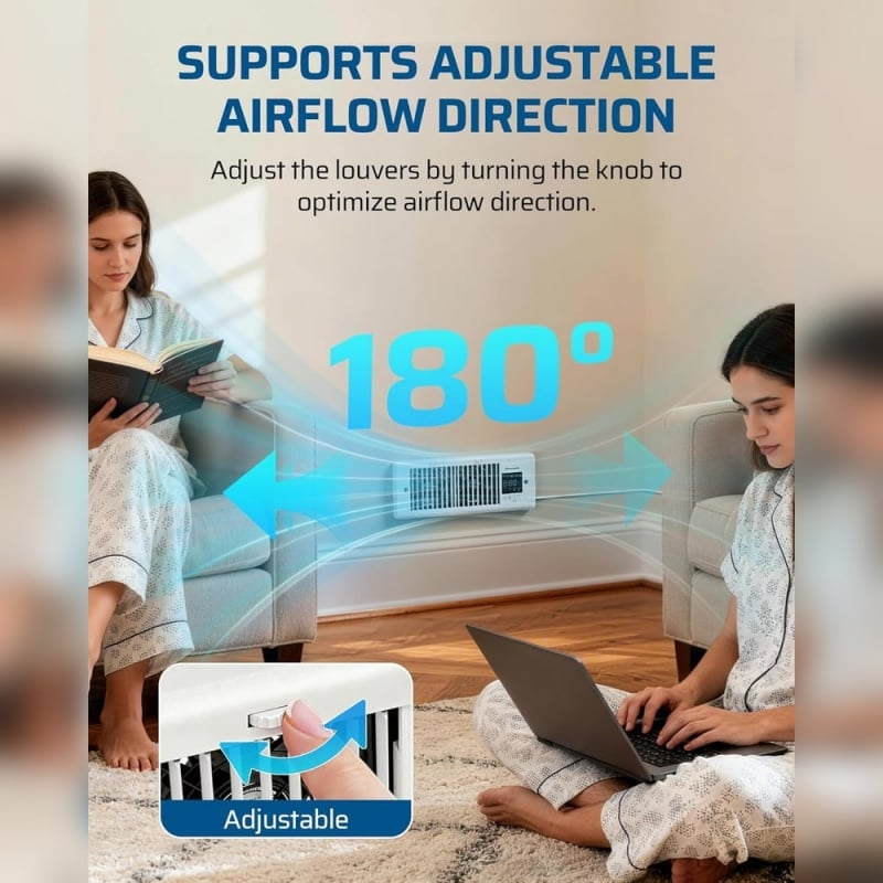 🌬️ Register Booster Fan for 4'' x 10'' Vents - 10-Speed Remote Control