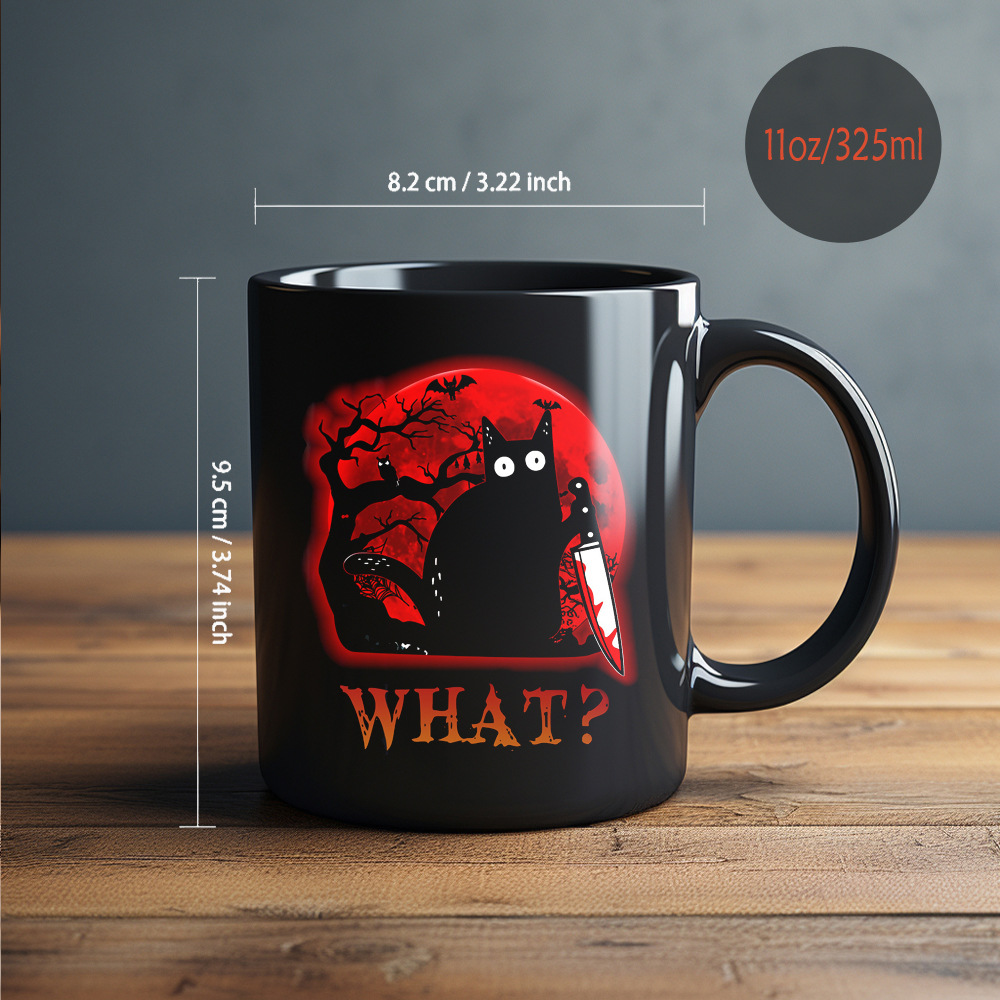 🌙 Halloween Midnight Mystery Black Cat Mug🖤