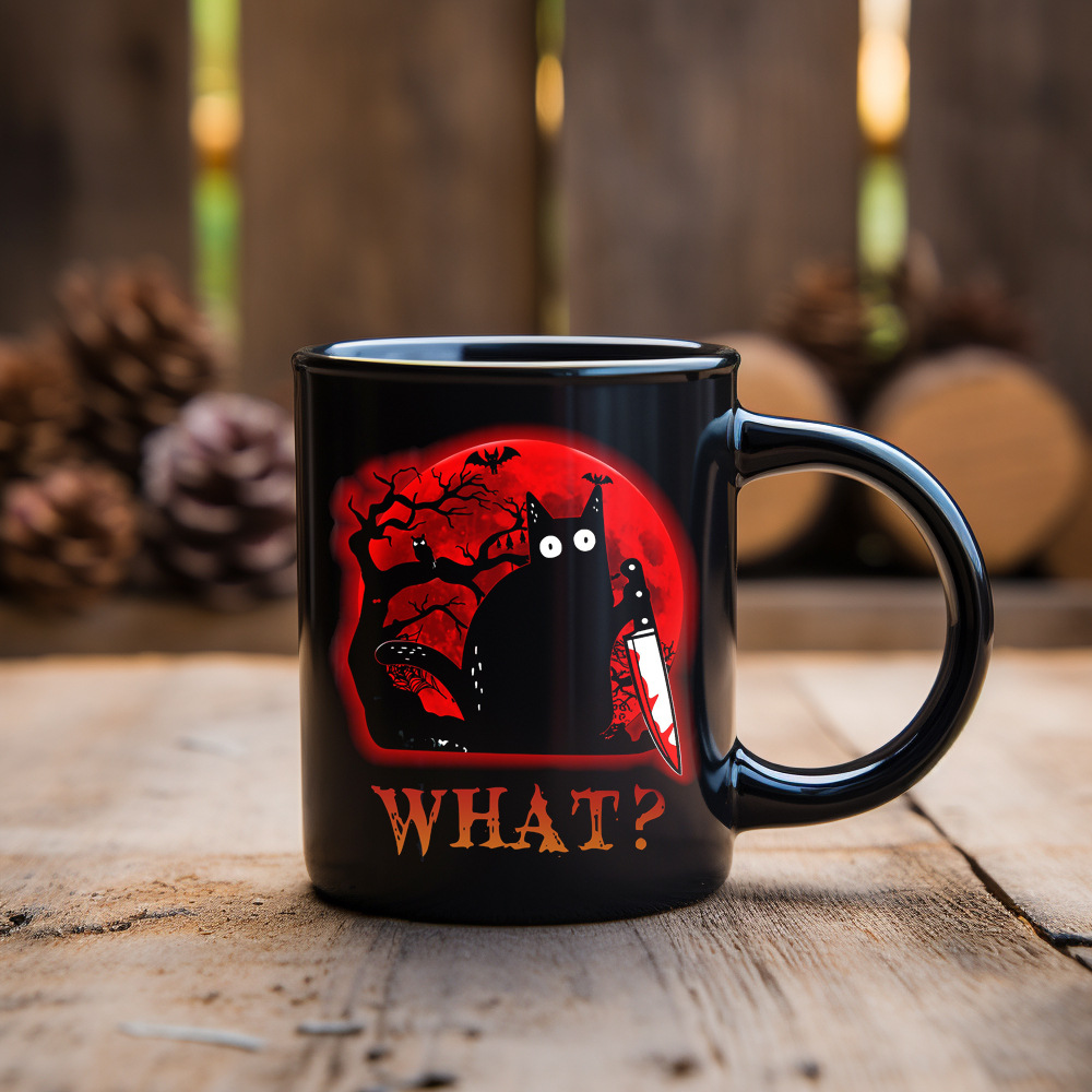 🌙 Halloween Midnight Mystery Black Cat Mug🖤