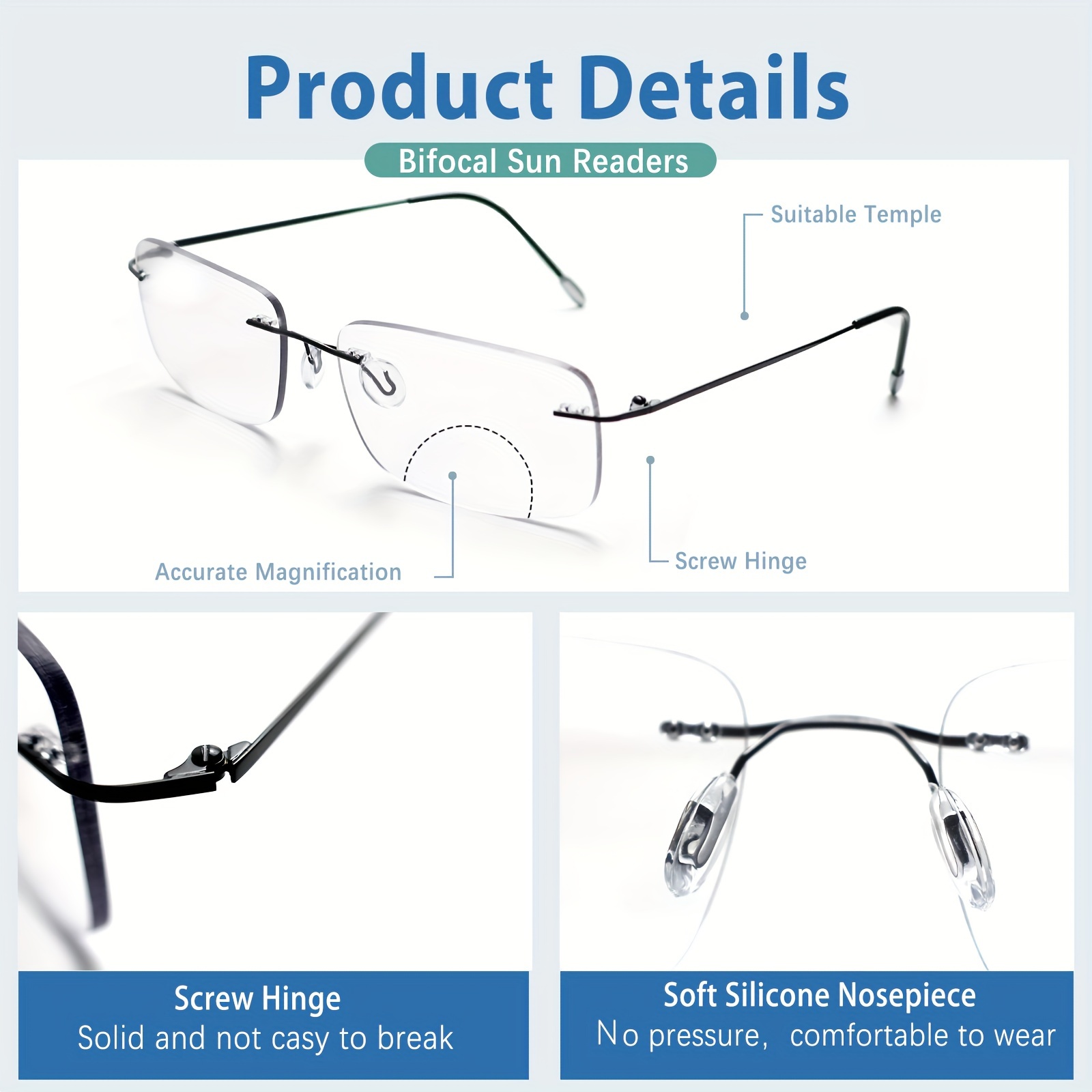 Photochromic Bifocal Reading Glasses